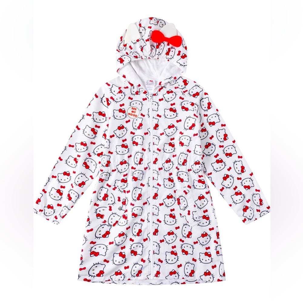Hello Kitty Sanrio Hooded Windbreaker Jacket with Ears 2T